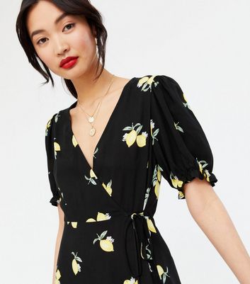 Black Lemon Tiered Wrap Midi Dress | New Look